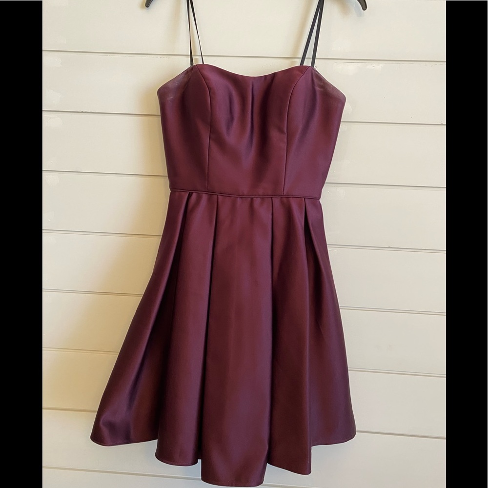 Burgundy strapless dress
